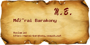 Mérai Barakony névjegykártya